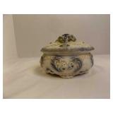 Vintage Blue Rose Capademonte Ceramic Trinket