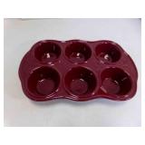 UNBRANDED Burgundy Stoneware Muffin Pan