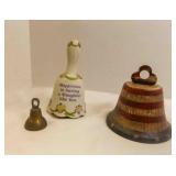3 Bells; 1988 MSR Music Bell; India Brass Bell;