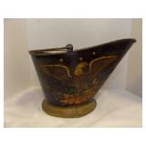 Antique Painted Tin Coal Scuttle 20th Century