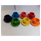 7 Colorful Fiesta Homer Laughlin Cups, Saucers