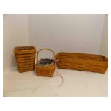 3 Longaberger Baskets; 1 Longaberger Small.