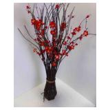Artificial Faux Red Plum Blossom Arrangement