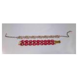 KARU Pink Enamel Flowers And Leaves W/ Clear