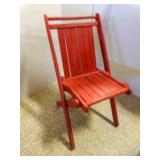 OLD Vintage Wooden Slatted Folding Chair Painted