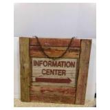 36" X 36" Rustic Wooden Sign "Information Center"