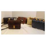 5 Purses. 3 Hand Purses; 2: Wicker, 1: Velvet