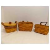 3 Longaberger Baskets; 1 Longaberger 1998 Branch