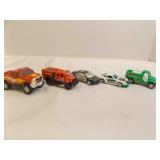 5 Emergency Service Toy Cars; 2 Hot wheel Brand,