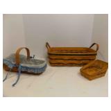 3 Longaberger Baskets; 1 Longaberger Sleigh.
