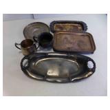 Metal Silver Plate Trays, Cups