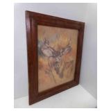 Vintage Framed Print "The Silent Buck" Signed by
