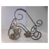 Metal Single Bottle Wine Rack Grapes, Scroll Work