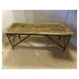 Rustic Antique Trestle Table Rough Hewn Wood Top
