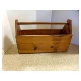 Vintage Wooden Tool Caddy Rustic Tote Box Solid