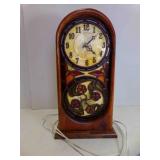 Lighted Mantle Clock Decorative Faux Stained Glass