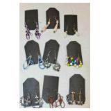 9 Pair Dangle Pierced Fashion Jewelry Earrings