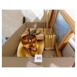 Wood, Copper Decor, Kitchen Items (1 box)