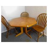 Octagon Shape Dining Table, 3 Chairs