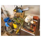 Assorted lights, electrical, extension chords,