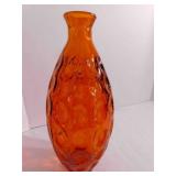 Glass Orange Thumbprint Vase, 12"