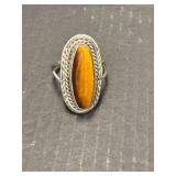STERLING OVAL STONE RING