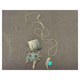 STERLING SILVER 18" CHAIN AND PENDENT/EAR RINGS
