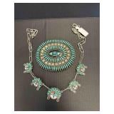 TURQUOISE/STERLING SILVER NECKLACE AND BUCKLE