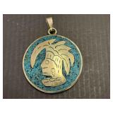 STERLING SILVER AZTEK PENDENT