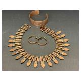 COPPER NECKLACE/EAR RINGS AND CUFF