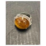 STERLING SILVER ROUND GEMESTONE RING
