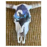 HAND PAINTED COW SKULL