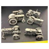 6 - MINIATURE PEWTER TRACTORS