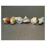 6 - VINTAGE OVAL STONE RINGS