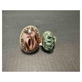 2 - VINTAGE OVAL STONE RINGS
