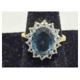 18K.T.G.E Vintage Style Halo Cocktail ring size 7
