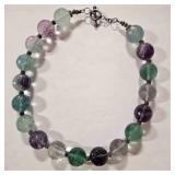 Glass Bead Necklace w/silver spacers
