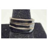 3 Black sterling silver thin stackable rings