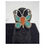 Vintage Navajo sterling silver butterfly ring