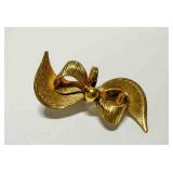 12K gold Bow Brooch w/pendant hook