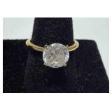 14K gold CZ? Solitaire Ring size 7, marked 14kt