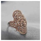 18K White Gold Diamond Cocktail ring-marked 18K
