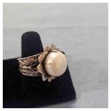 Sterling silver Pearl Cocktail Ring size 7-look at