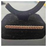 Silver 800 Bar Pin Brooch row of Clear Stones