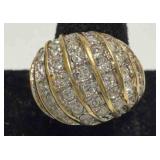 14KT. GE. ESP Ribbed dome cocktail ring, size 8