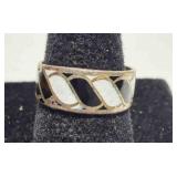 vintage black and white enameled 925 ring