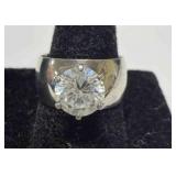 Silver Band w/CZ? Stone--size 7.5 not marked