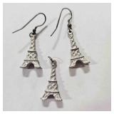 Eiffel Tower Fish Hook Earrings & Pendant