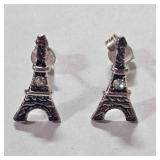 Antiqued Sterling Silver Eiffel Tower Earrings