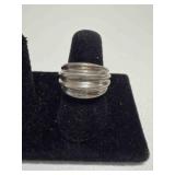Vintage Sterling Silver Ribbed Wide Ring